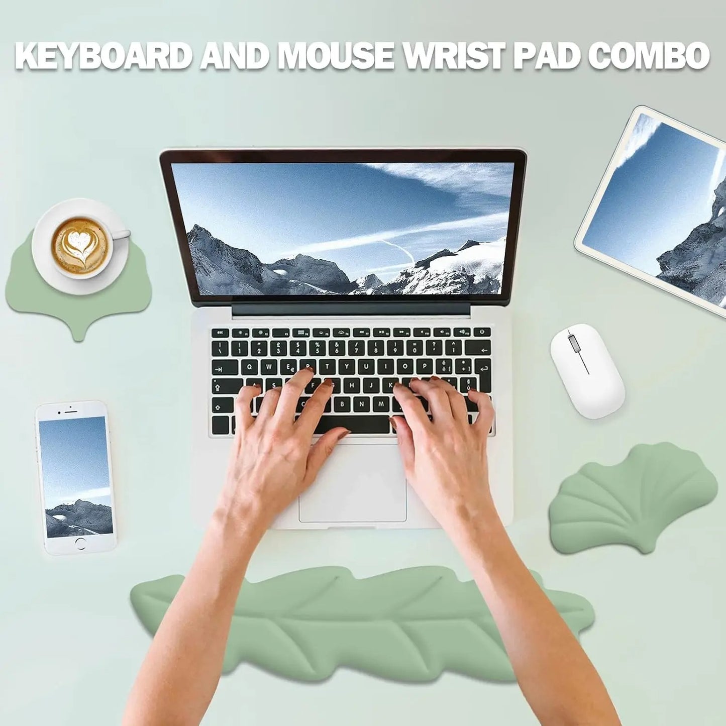 Botanical Leaf Memory Foam Wrist Rest Set (3-in-1 Ergonomic Support)