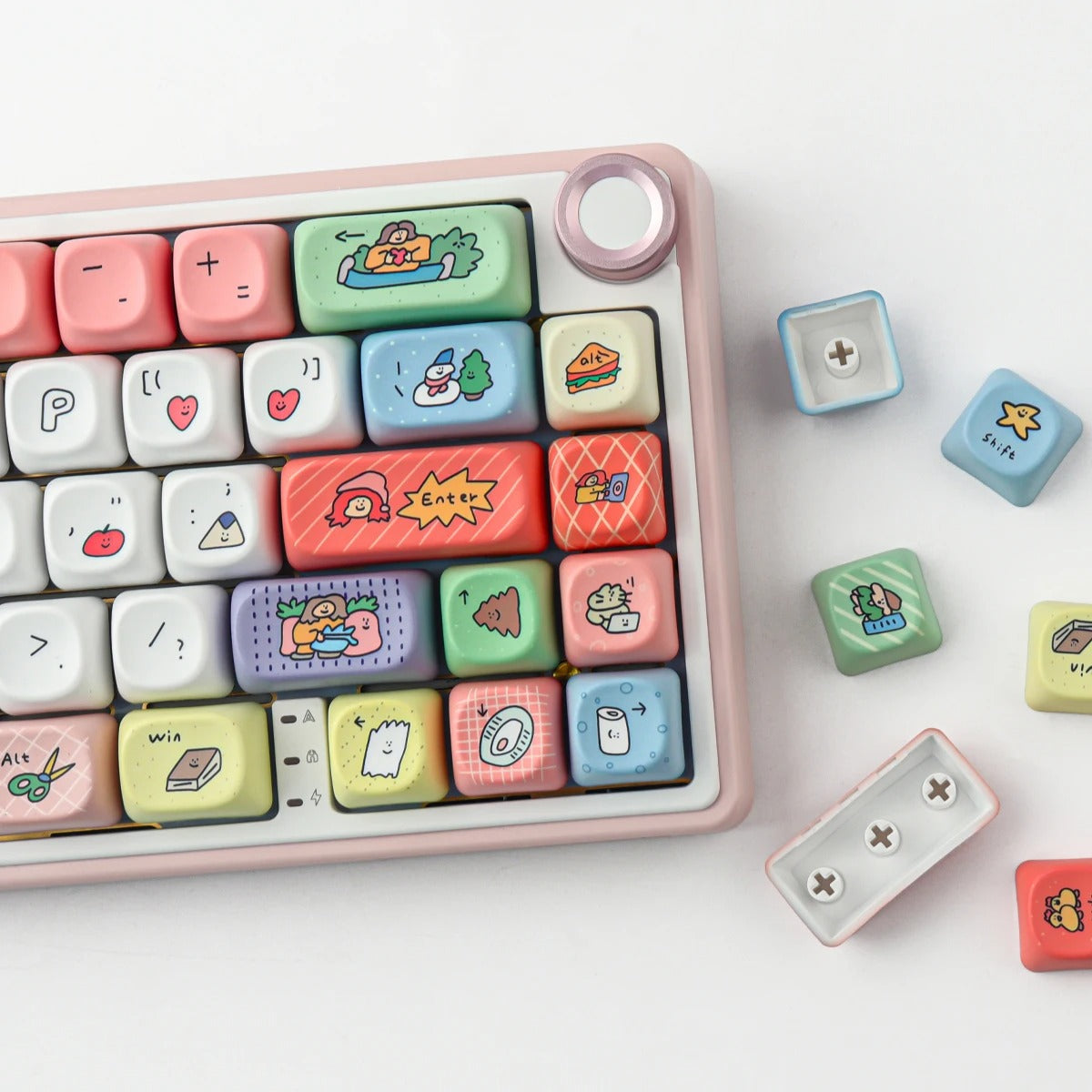 The Retro-Smiley Pastel Theme PBT Keycap Set (126 Keys)