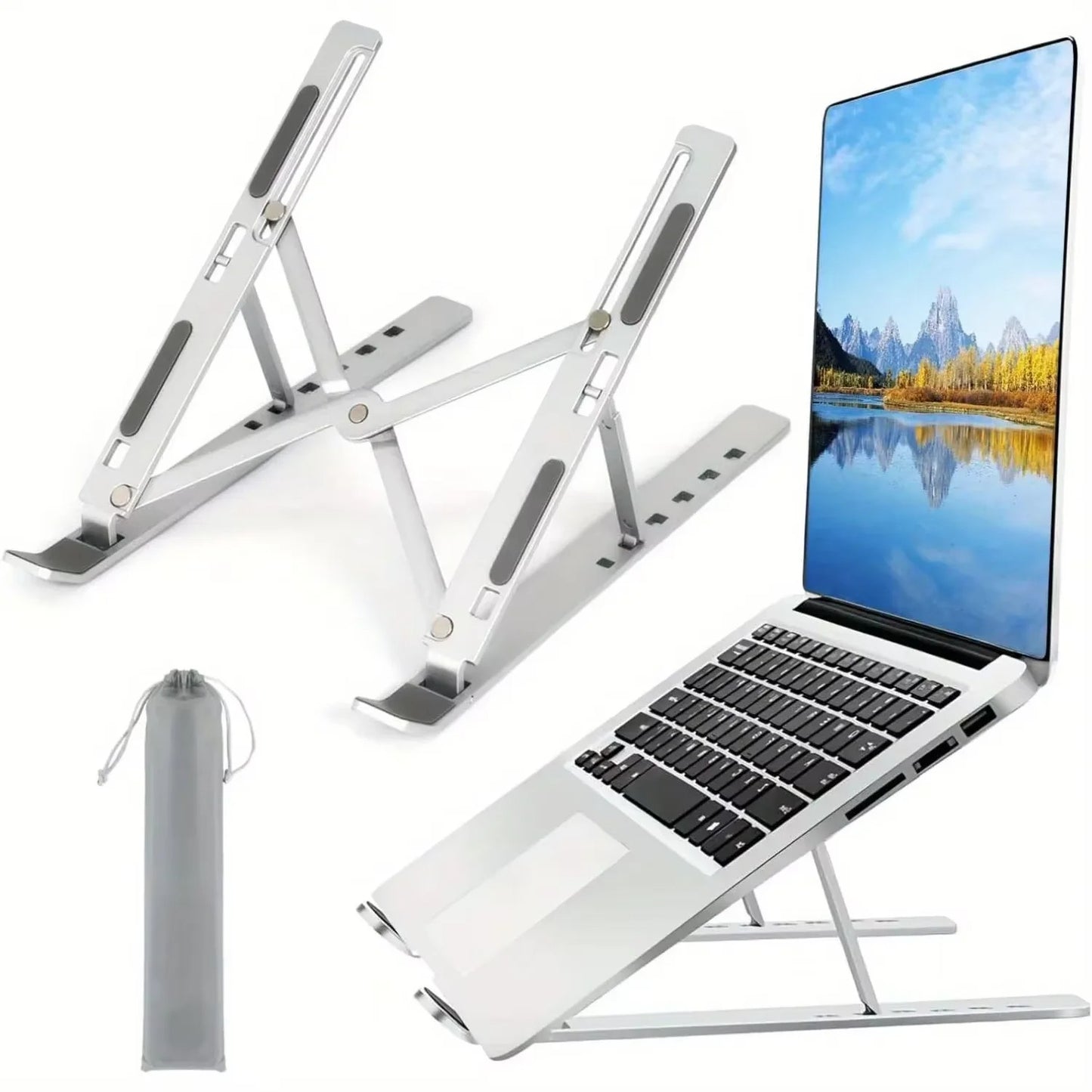 Ergonomic Aluminum Laptop Stand | Adjustable Foldable Portable Desktop Riser