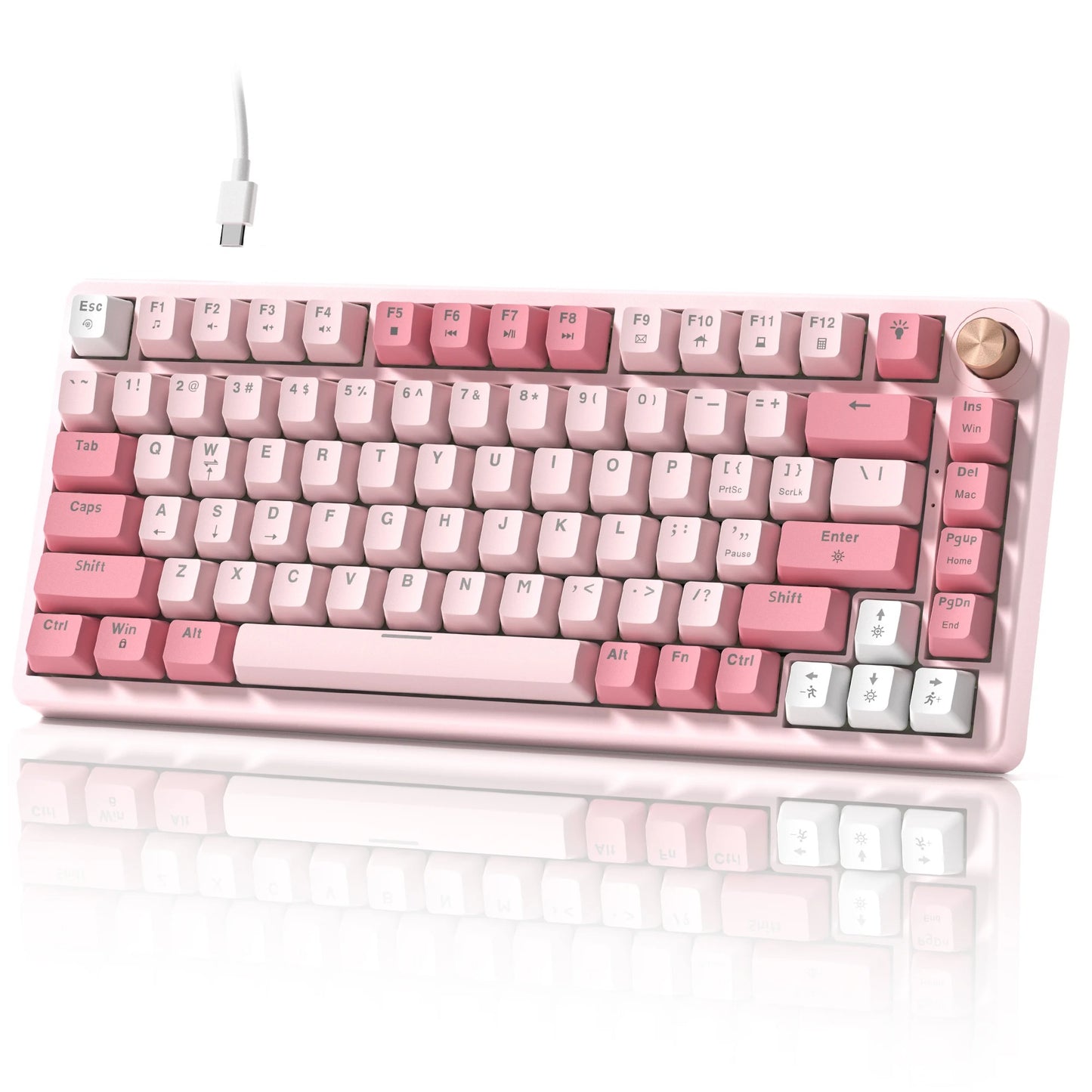 Womier VK75 Retro Pink Mechanical Keyboard | 75% Hot-Swappable Layout with Multi-Function Knob & RGB Backlight