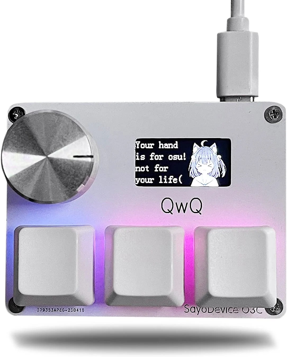 SayoDevice O3C Rapid Trigger Magnetic Keypad | 3-Key Hall Effect Macro Pad with IPS Screen & Control Knob
