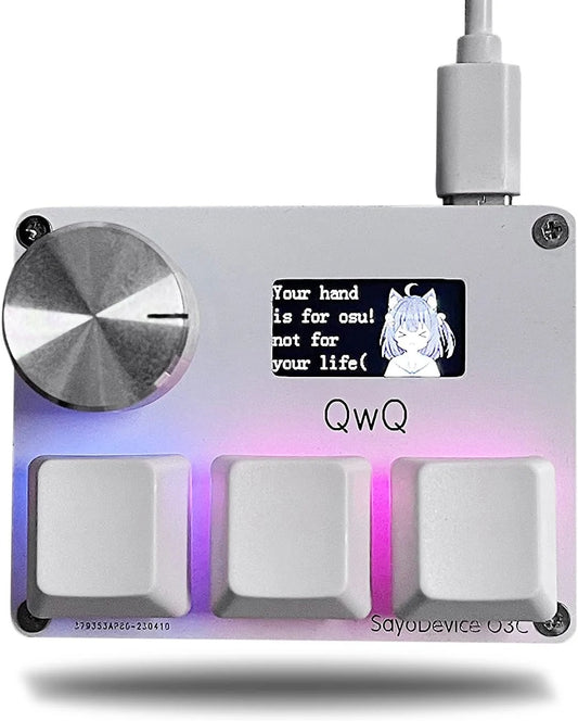 SayoDevice O3C Rapid Trigger Magnetic Keypad | 3-Key Hall Effect Macro Pad with IPS Screen & Control Knob