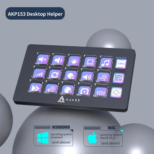 Ajazz AKP03 Desktop Studio Console | Programmable Macro Panel with LCD Visual Buttons & Audio Control Knobs