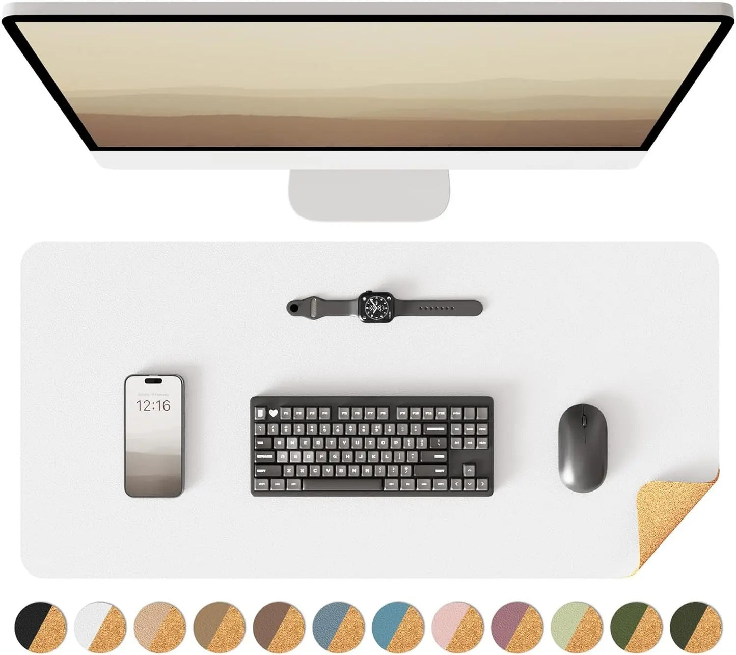 Double-Sided Cork Desk Mat for Aesthetic Workspaces